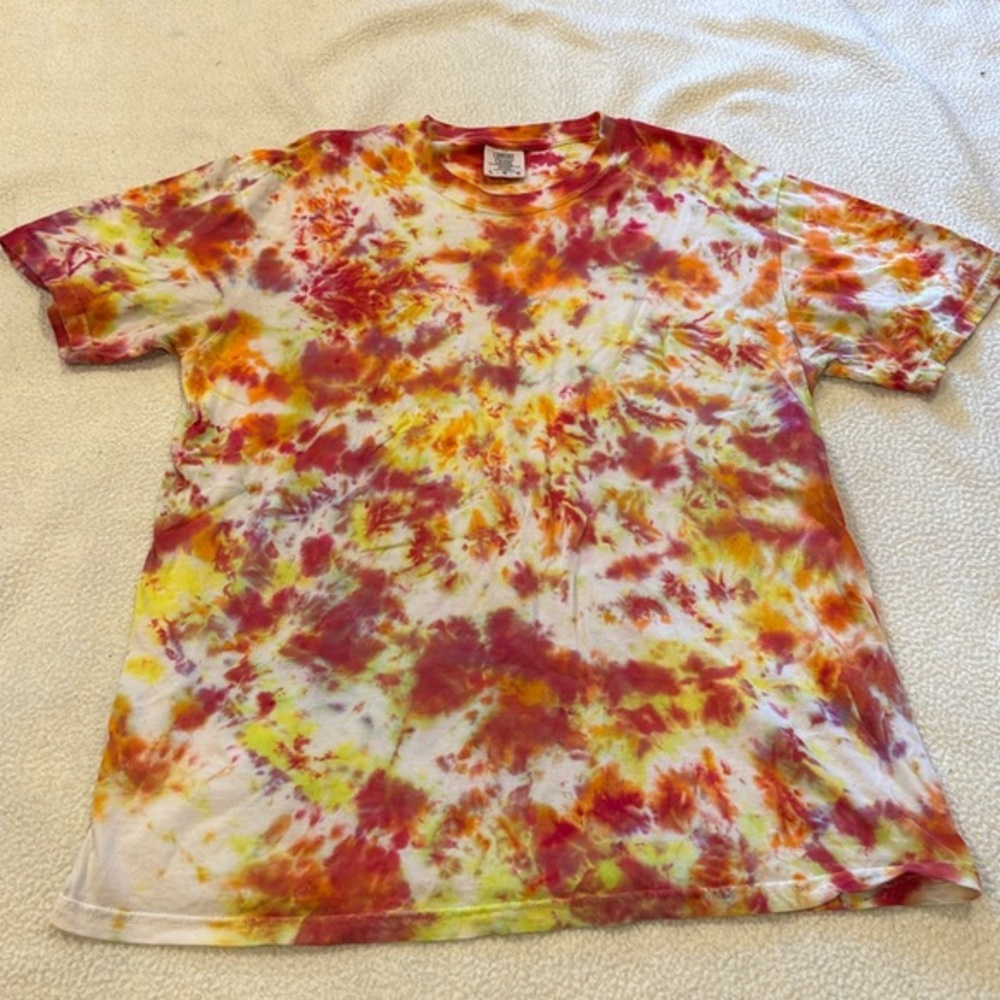 Comfort Colors Short Sleeve Tye Dye Pink/Yellow/Orange Size Large Unisex